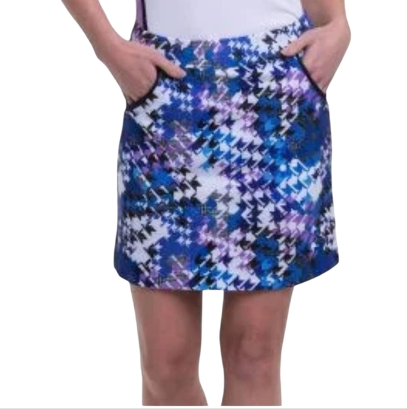 EP NY Womens Multi Textural Houndstooth Print Preppy Golf Skort Size Medium - Picture 10 of 10